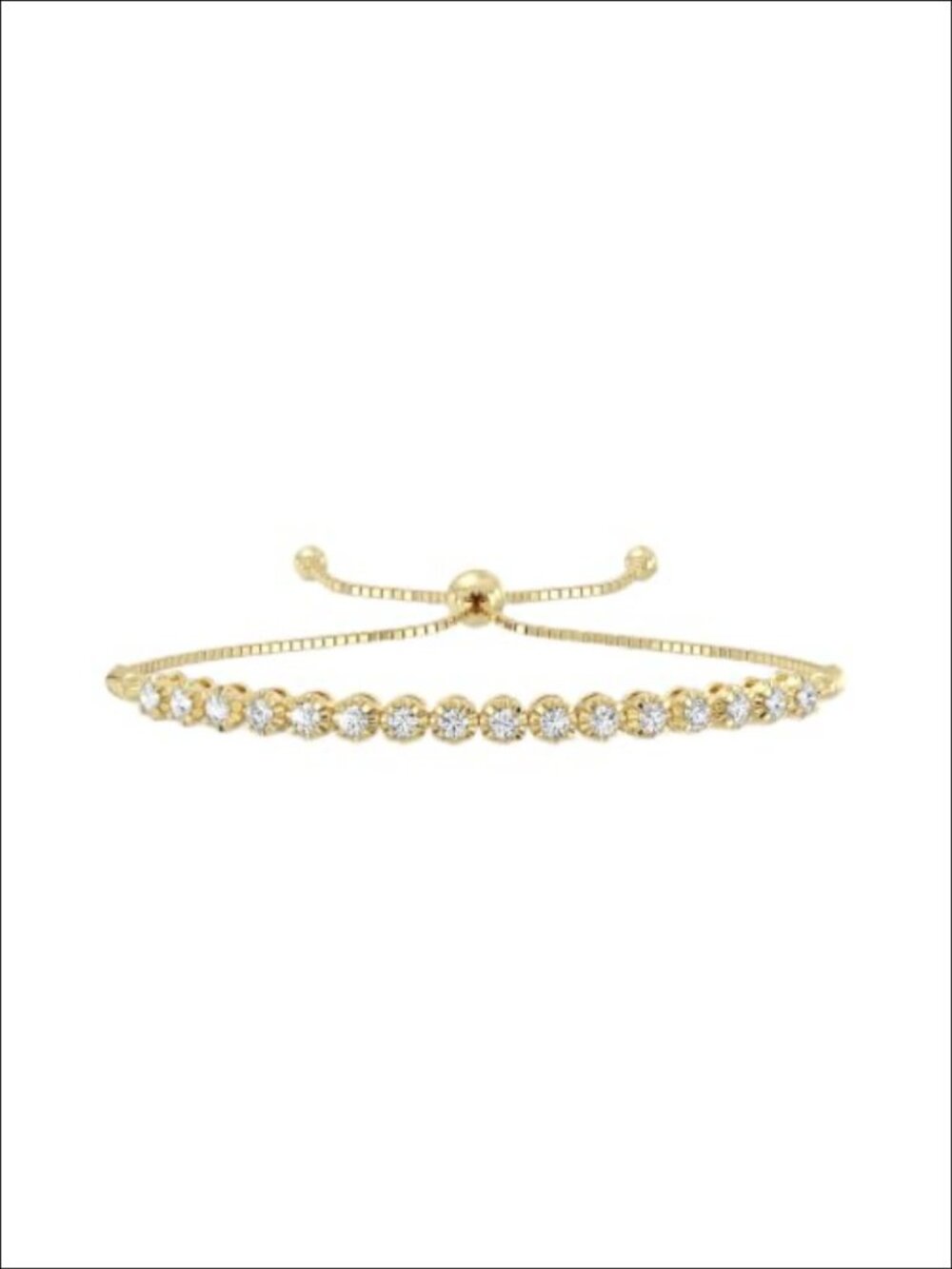 Lab Grown Diamond Bolo Bracelet 14KT Gold Plated Sterling Silver Adjustable